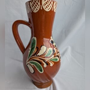 Vintage Ifj. Szabo Karcag Hungarian Folk Art Pottery Pitcher Signed AS-IS